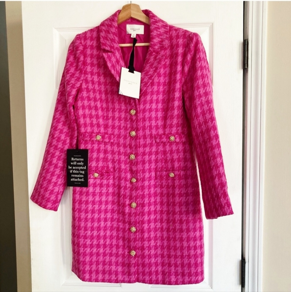 Pink Houndstooth Women's Mini Dress